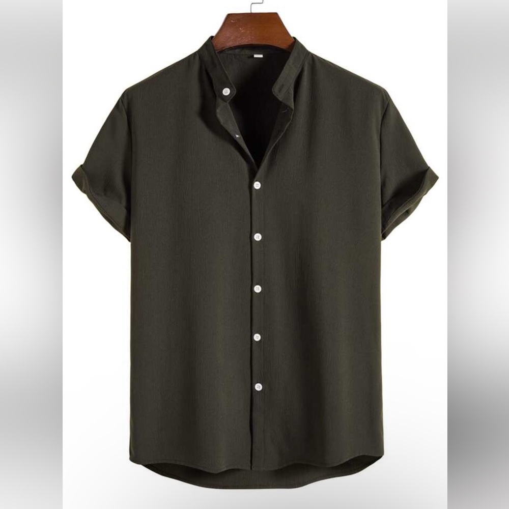 NWT Men Solid Button Up Shirt